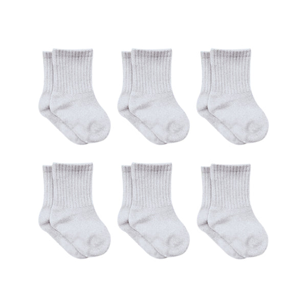 Bistyle 6-pairs Combed Flat Quarter Socks Grey